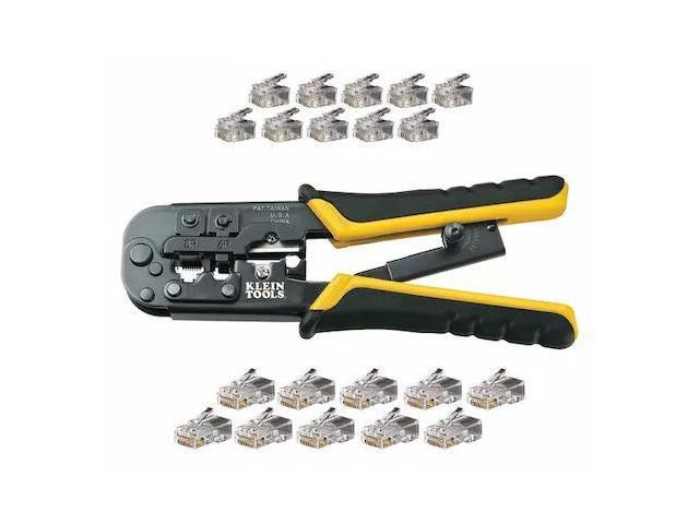 KLEIN TOOLS VDV226-817 7 1/2 in Crimper and Connector Kit Ethernet, RJ45