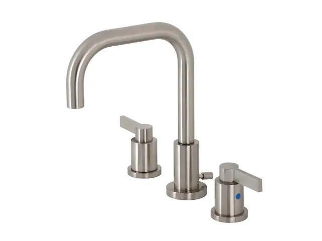 Kingston Brass FSC8938NDL NuvoFusion Widespread Bathroom Faucet with Brass Pop-Up, Brushed Nickel