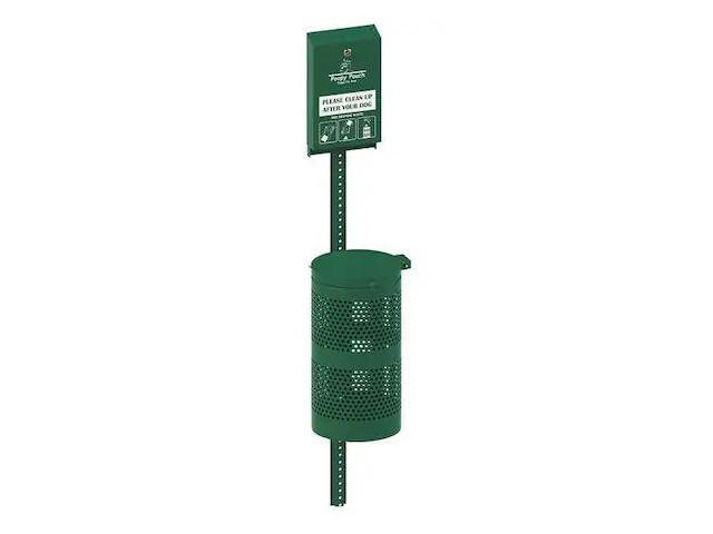 POOPY POUCH PP-H-KIT Pet Waste Disp. Station,Green,3-1/2 gal.