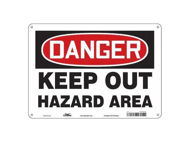 CONDOR 473D36 Safety Sign, 10 in Height, 14 in Width, Aluminum, Horizontal