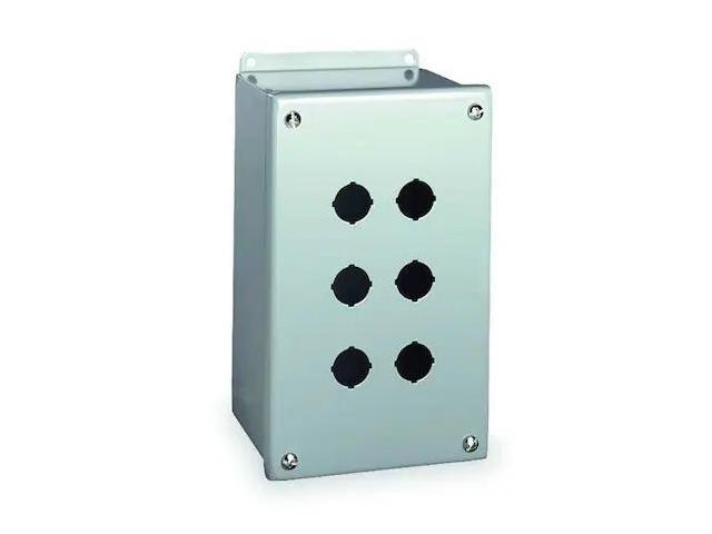 WIEGMANN PBXD6 Pushbutton Enclosure,30mm,6 Holes,Steel