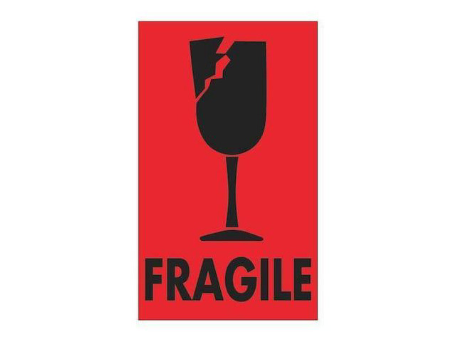 TAPE LOGIC DL1076 Tape Logic Labels, 'Fragile', 3' x 5', Fluorescent Red,