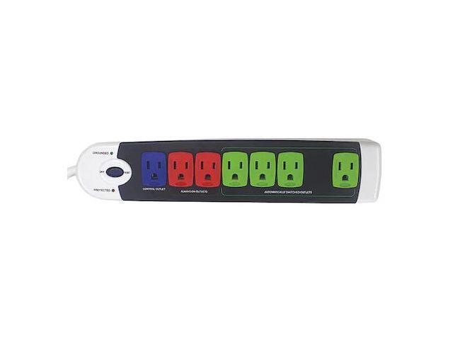 POWER FIRST 52NY66 Surge Protector Outlet Strip,4 ft.,White