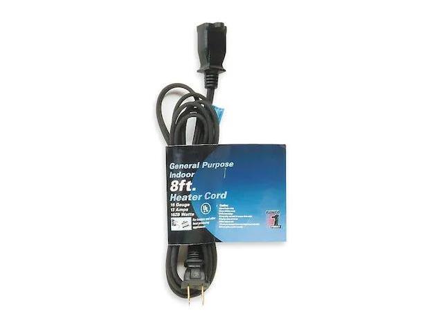 ZORO SELECT 1FD75 HPN Indoor Extension Cord, 16 AWG 1 Outlet, 1-15R, Black,