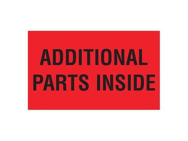 TAPECASE 16U793 3' x 5' Adhesive Back Shipping Labels, Addl. Parts Inside, Pk500