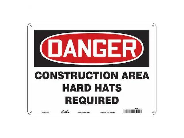 CONDOR 476J61 Safety Sign, 10 in Height, 14 in Width, Polyethylene, Horizontal