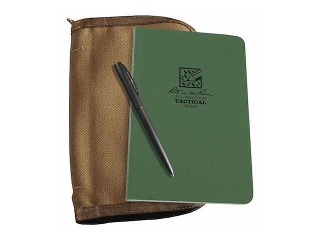 Rite In The Rain Weatherproof Tactical Field Kit: Tan CORDURA Fabric Cover, 4.625' x 7.25' Green Tactical Notebook, and Weatherproof Pen (No....