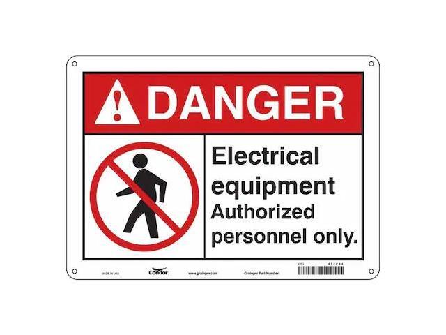 CONDOR 472P04 Safety Sign, 10 in Height, 14 in Width, Aluminum, Horizontal