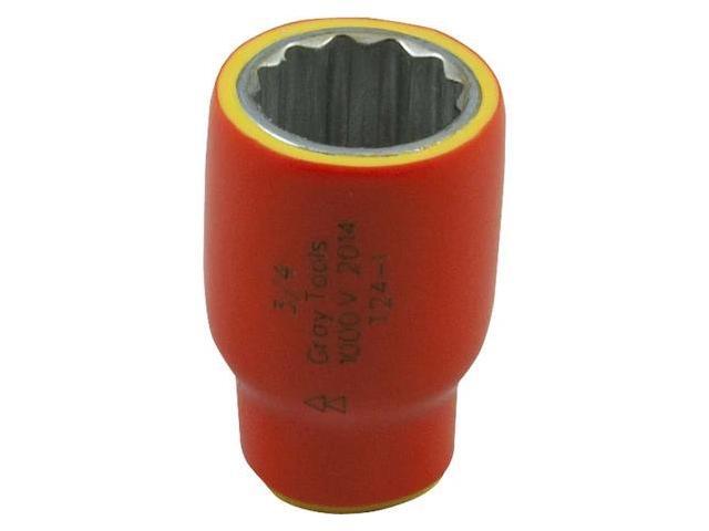 GRAY TOOLS T12-I 3/8' X 3/8' Drive, 12 Point Standard Length, 1000V Insulated