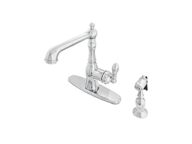 Gourmetier GSY7201ACLBS American Classic Single-Handle Kitchen Faucet with Brass Sprayer, Polished Chrome