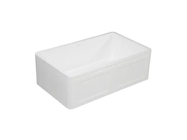Gourmetier GKFA301810DS Solid Surface Matte Stone Apron Front Farmhouse Single Bowl Kitchen Sink, Matte White