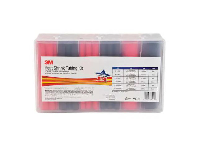 3M EPS300-1/2 TO 1-BLACK & RED-5-42 PC KITS Adhesive Lined Heat Shrink Tube, Thin