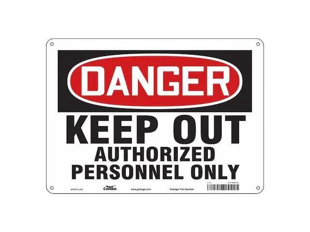 CONDOR 472R49 Safety Sign, 10 in Height, 14 in Width, Polyethylene, Horizontal