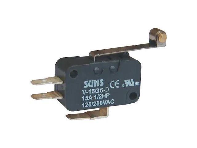 ZORO SELECT 5JEC6 Miniature Snap Action Switch, Lever, Long, Roller Actuator,