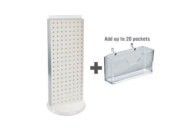 AZAR DISPLAYS 700505-WHT 20 Pocket Revolving Pegboard Gift Card Kit for