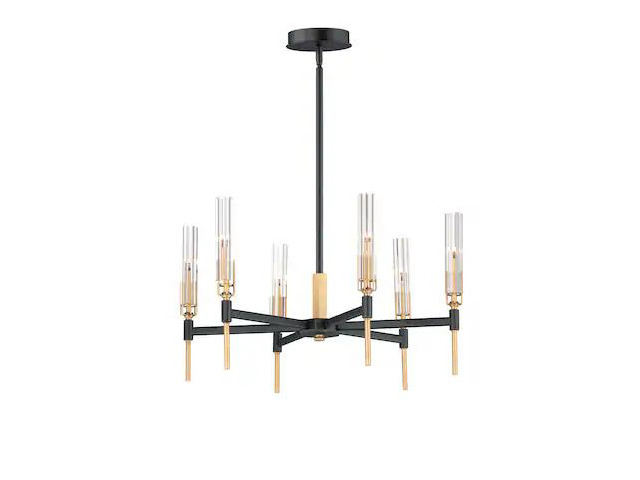 MAXIM LIGHTING 16125CLBKAB Flambeau 6-Light 24.75' Wide Black / Antique Brass