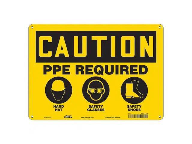 CONDOR 468P26 Safety Sign, 10 in Height, 14 in Width, Polyethylene, Horizontal
