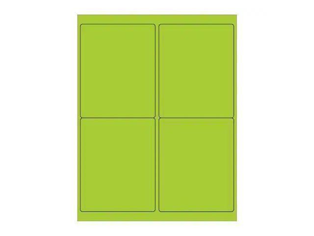 TAPE LOGIC LL181GN Rectangle Laser Labels, 4' x 5', Fluorescent Green, PK400