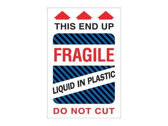 TAPE LOGIC DL1580 Tape Logic Labels, 'Fragile - Liquid in Plastic', 4' x 6',