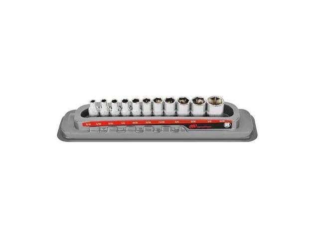 INGERSOLL-RAND 752044X 11 Piece 1/4 Inch Drive Shallow Socket Set - SAE 6-Pt