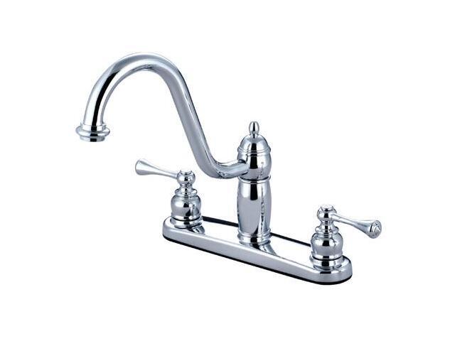 Kingston Brass KB1111BLLS Heritage 8 Twin Lever Handle Kitchen Faucet Without Sprayer, Polished chrome