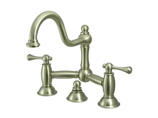 Kingston Brass KS3918BL Restoration Bathroom Bridge Faucet, Brushed Nickel