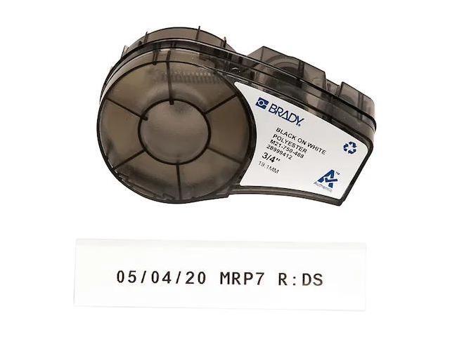 BRADY M21-750-488 Label Tape Cartridge, Black on White, Labels/Roll: Continuous