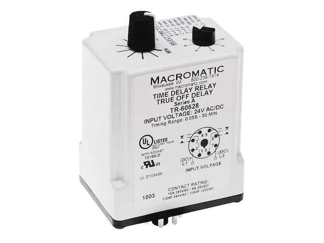 MACROMATIC TR-60628 Single Function Time Delay Relay, Octal, Off Delay, 1