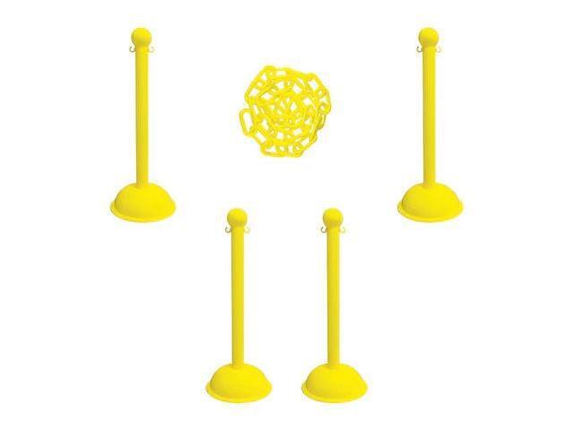 MR CHAIN 71302-4 Barrier Post Kit,41' H,Ylw,Plastic Post