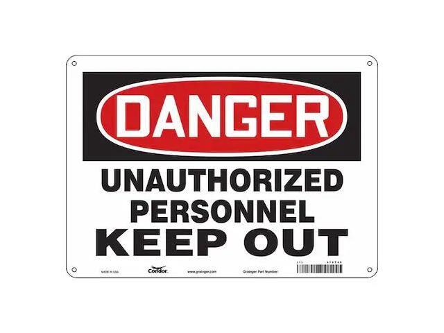 CONDOR 472T46 Safety Sign, 10 in Height, 14 in Width, Polyethylene, Horizontal