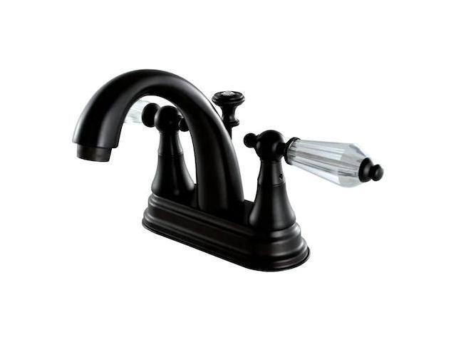 kingston brass ks7615wll 4' centerset lavatory faucet with brass popup, 43/4' in spout reach, oil rubbed bronze