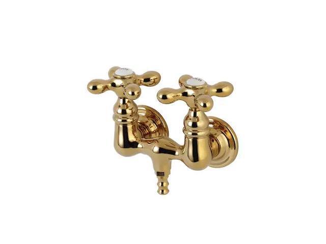 KINGSTON BRASS AE37T2 Wall-Mount Clawfoot Tub Faucet, Polished Brass, Tub Wall