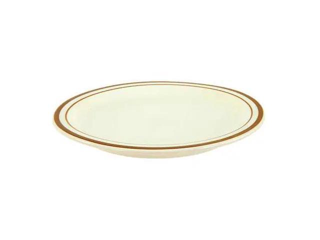 CRESTWARE SC46 Plate, 10-1/4', Ceramic Brown Speckled with Brown Band PK12