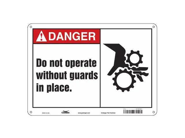 CONDOR 475F87 Safety Sign, 10 in Height, 14 in Width, Aluminum, Horizontal
