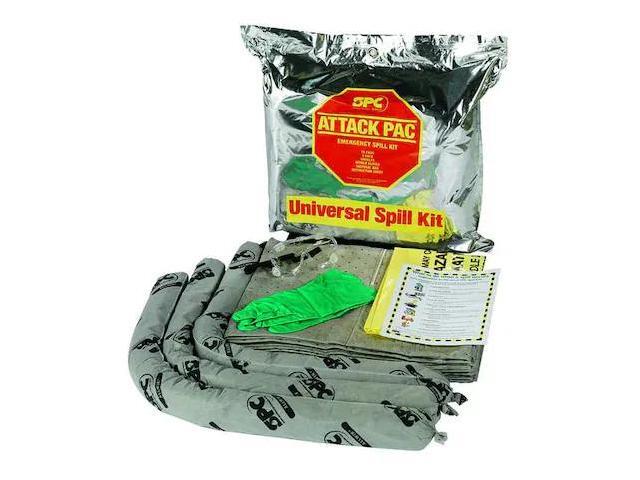 BRADY SKA-ATK-GRNG Spill Kit, 7 gal Volume Absorbed per Kit, Bag, Silver