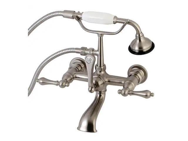 KINGSTON BRASS AE551T8 Wall-Mount Clawfoot Tub Faucet, Brushed Nickel, Tub Wall