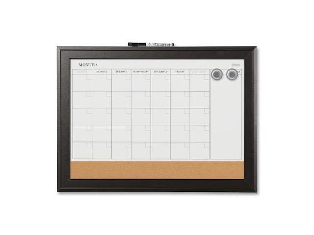 Quartet Combination Magnetic Whiteboard Calendar & Corkboard 23x17 Black