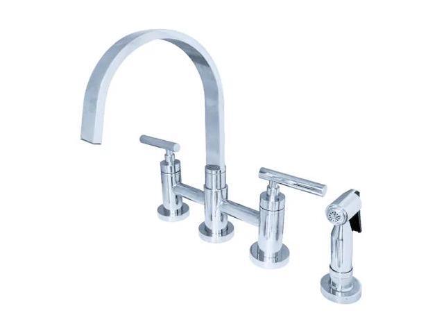 Kingston Brass KS8261CMLBS Manhattan 2-Handle Kitchen Faucet with Brass Side Sprayer, Polished Chrome