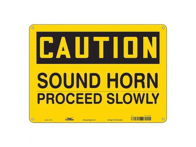 CONDOR 477H36 Safety Sign, 10 in Height, 14 in Width, Polyethylene, Horizontal