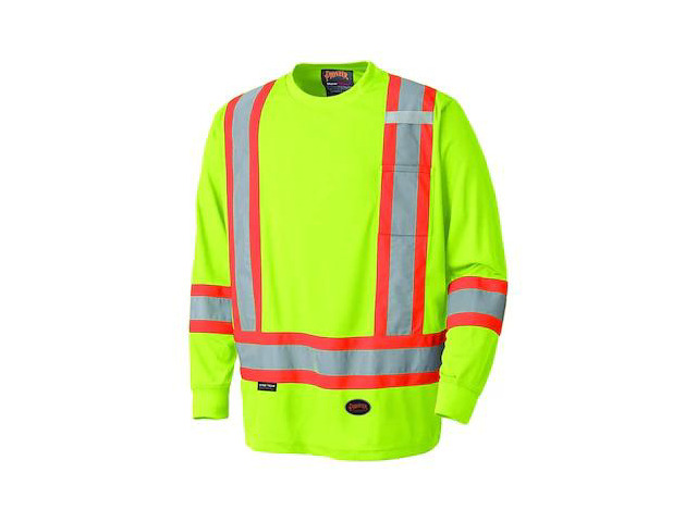 PIONEER V1051260U-2XL Safety Shirt, Hi-Vis, Yellow, Polyester, 2XL