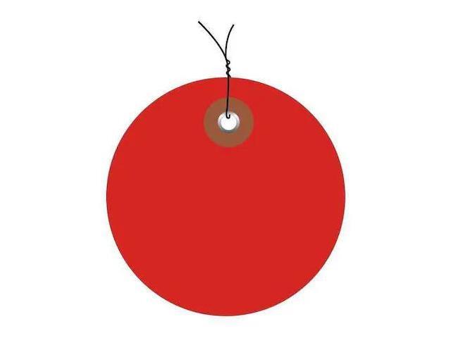 PARTNERS BRAND G26070W Plastic Circle Tags, Pre-Wired, 2, Red, 100/Each