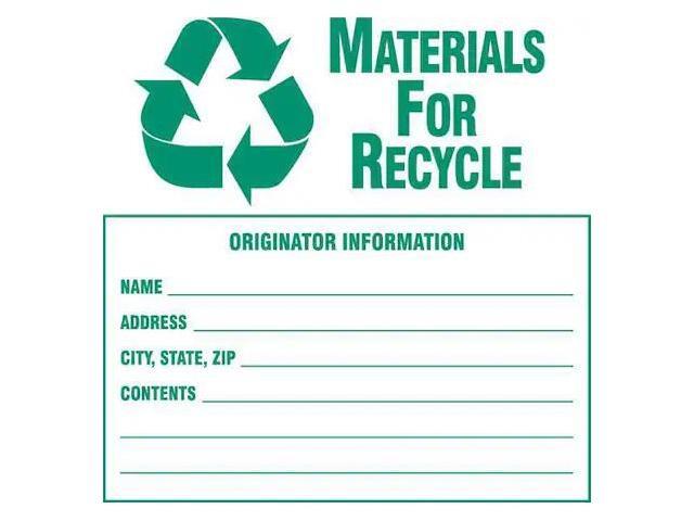 BRADY 121062 Recycle Label,6in. dia.,Vinyl,PK100