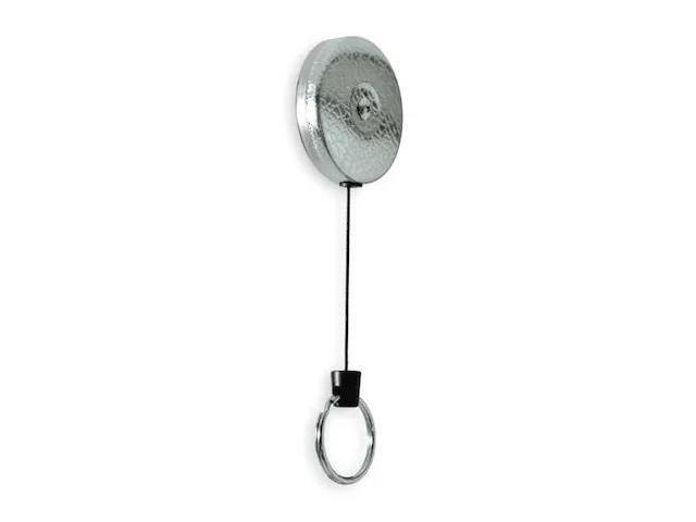 KEY-BAK 0483-821 Key Reel, Chrome, Kevlar Cord, Silver Texture