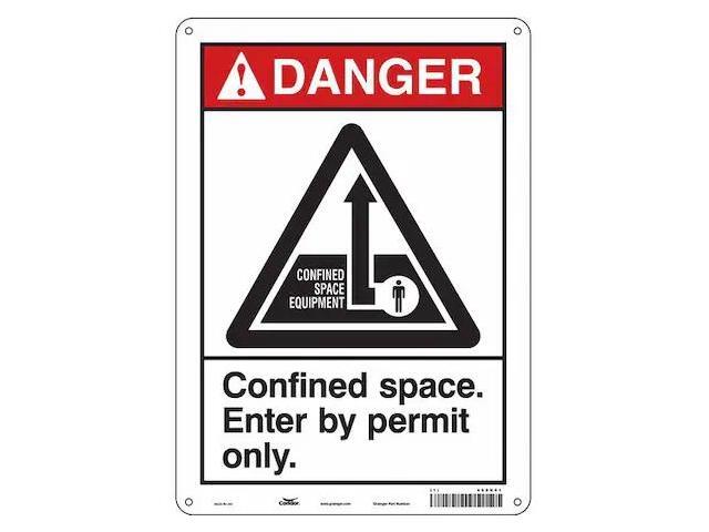 CONDOR 465K91 Safety Sign, 14 in Height, 10 in Width, Polyethylene, Vertical