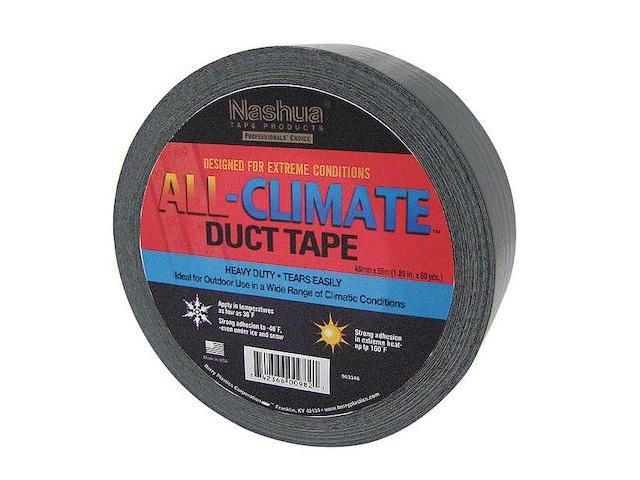 NASHUA ALL-CLIMATE Duct Tape, Black, 60 yd L, 1-7/8 in W