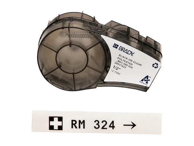 BRADY M21-500-430 Label Tape Cartridge, Black/Clear, Labels/Roll: Continuous