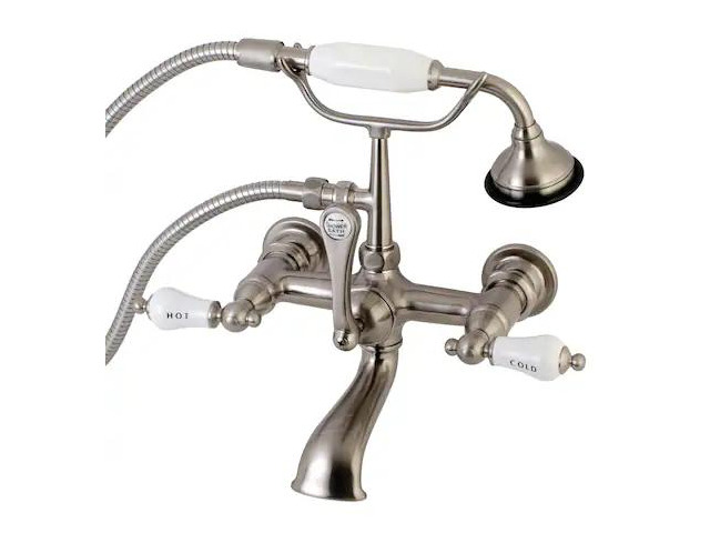 KINGSTON BRASS AE555T8 Wall-Mount Clawfoot Tub Faucet, Brushed Nickel, Tub Wall