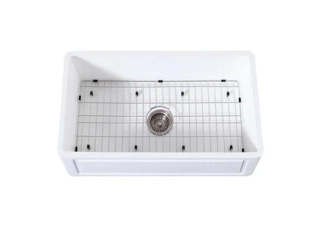 Gourmetier KGKFA331810LD 33' x 18' SGL Bowl Farmhouse Kitchen Sink, Drain & Rack