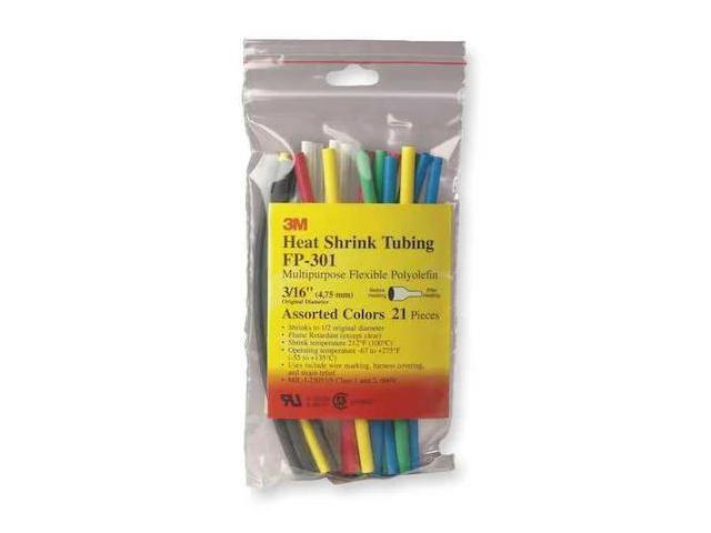 3M FP301-3/8-6'-ASSORTED-10-14 PC PKS Heat Shrink Tube Kit, Thin Wall, 2:1 I. D.