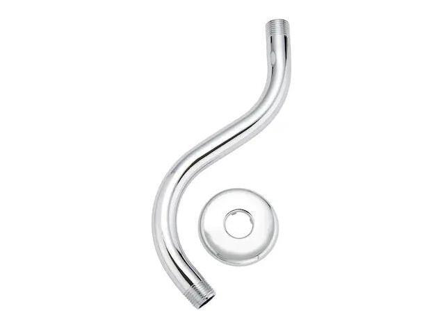 plumb pak pp825191''s' shaped shower arm and flange extension head, polished chrome, finish